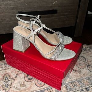 Kelly & Katie Silver Rhinestone Block Heels